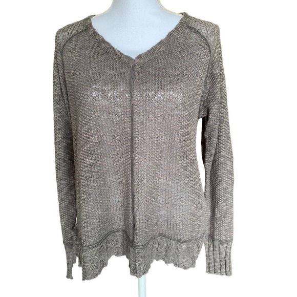 Ripcurl Lightweight Sweater Size Small Long Sleeve Semi Sheer Grays with Brown - Picture 1 of 11